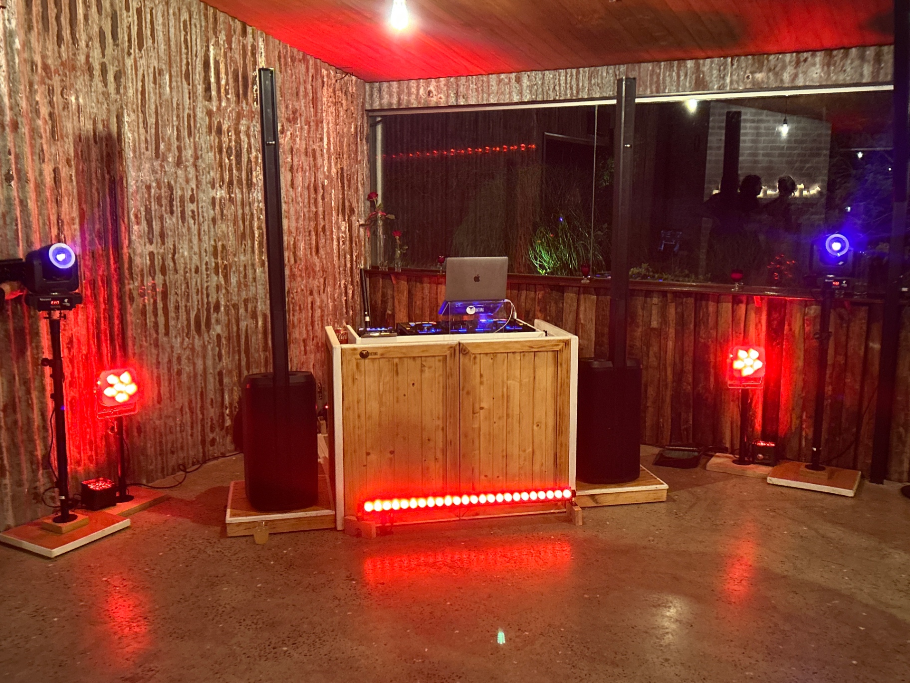 Full production — moving heads & LED bar — TJ Productions setup