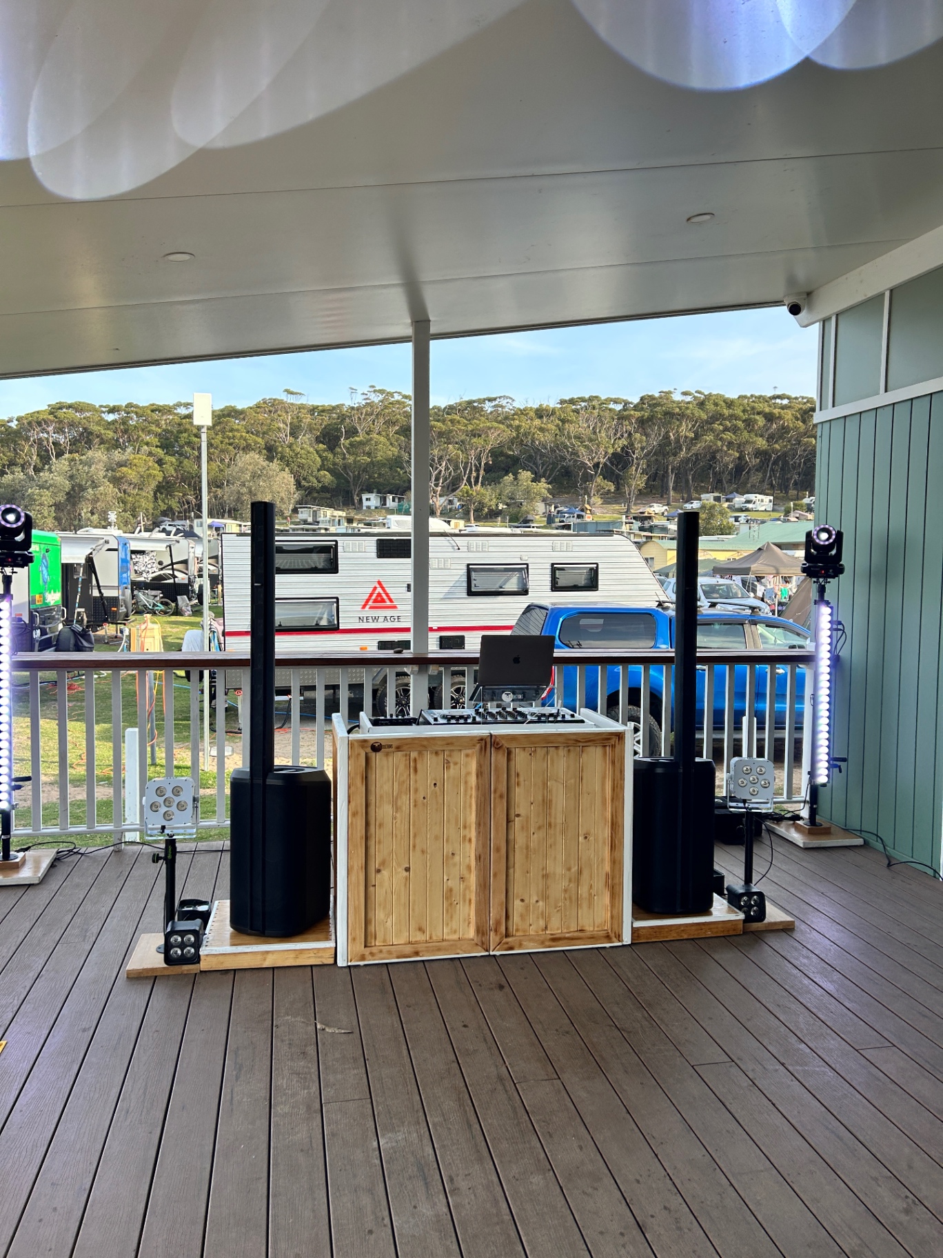 Outdoor deck — holiday park — TJ Productions setup